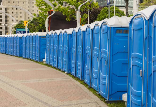 Seasonal porta potty units set up at a Los Alamos, New Mexico venue